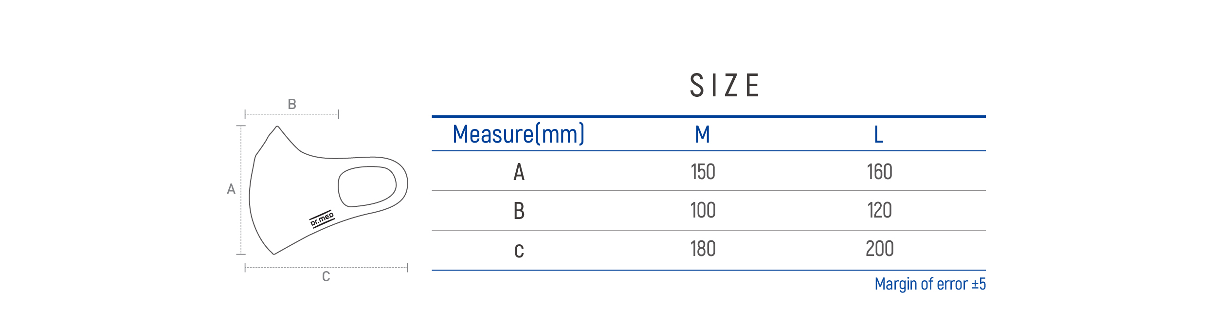 DR-M500 Size table image
